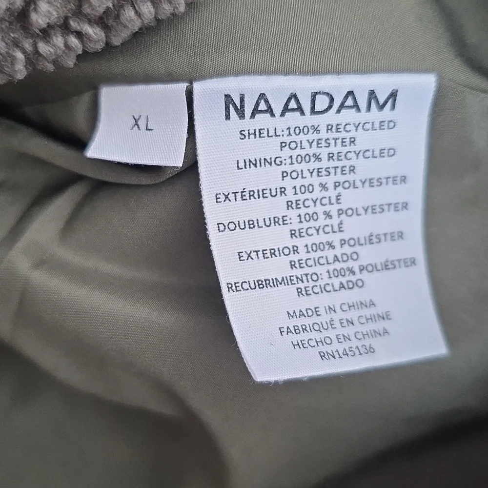 Naadam Mens Fleece Sherpa Zip Up Jacket Dark Olive Green XL NWOT